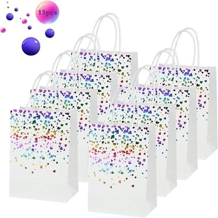 15 st kraftpapperspåsar, presentpåsar i papper, kraftpåsar med handtag, återvinningsbara