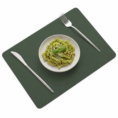 4-pakning Dekkebrikke i Kunstskinn Rektangulær Grønn 43x30cm