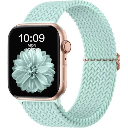 Flettede Solo Loop-remme 38 mm 40 mm 41 mm, elastiske sportsremme til Apple Watch SE/iWatch Series 9 8 7 6 5 4 3 2 1, grøn