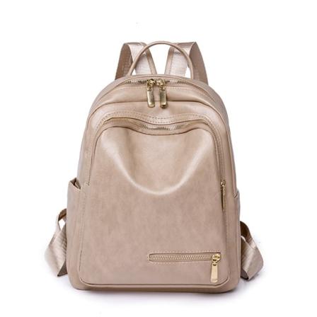 Naisten tyttöreppu olkalaukku koululaukku Laukku Casual Pu Yksinkertainen taiteellinen yksivärinen työmatkamuumio Beige
