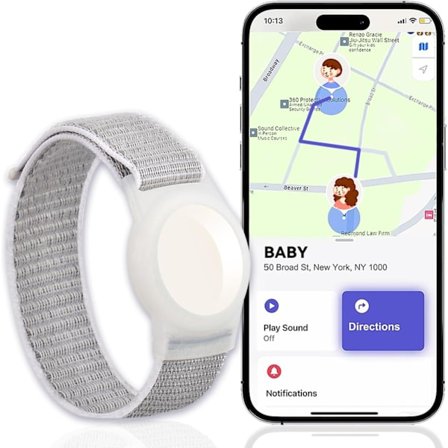 2025 Seneste Model Real-Time Mini GPS Tracker til Børn & Teenagere - Diskret Urrem Lokalisator til Særlige Behov - Ingen Månedlige Gebyrer - Hvid