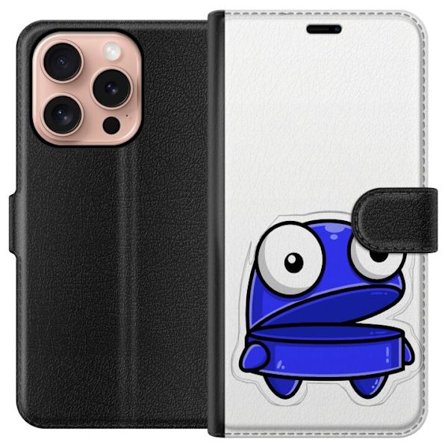 Kompatibel Tegnebogsetui til Apple Apple iPhone 16 Pro Blå tegneseriefigur med åbent udtryk og store øjne i sjov illustration