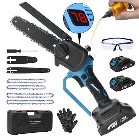 Mini trädgårdssåg utan sladd 8 / 6 tum med borstlös batteri, bärbar kedjesåg 18V, motorsåg, 4 kedjor