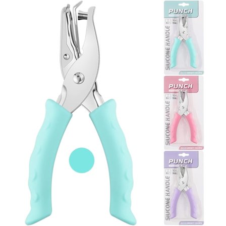 Enkelt hul metalhul med blødt håndtag til DIY håndværk, mærker, tøj, billetter, scrapbogs værktøj (Grøn)