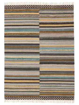 Tapis De Laine Rayé Otto Jaune/Multicolore Oeko-Tex