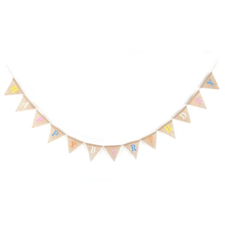 Tillykke med fødselsdagen stof vimpel guirlande trekantet flag 18x20CM festdekoration