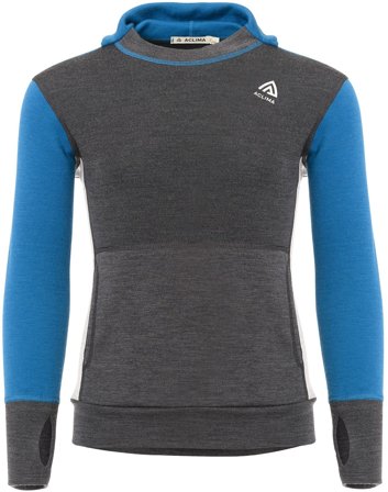 Aclima WarmWool Hoodsweater lasten kerrastopaita, Corsair/Marengo/Beige Melange