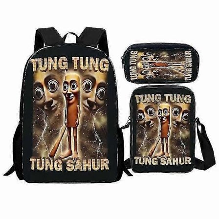 Italiensk Brainrot Tung Tung Sahur Skoletaske Isoleret Madpakke Penalhus