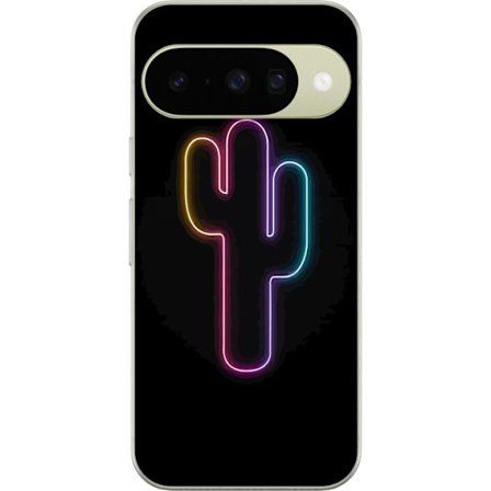Kompatibelt Mobilskal till Google Google Pixel 10 Neonillustration av kaktus i rosa och blått ljus mot mörk bakgrund
