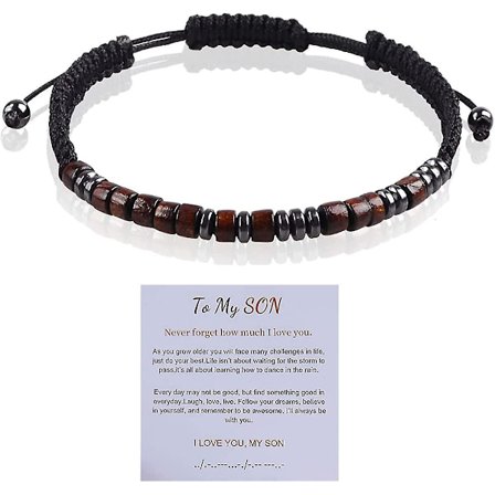 Til min sønn fra mamma, jeg elsker deg Morse-kode armbånd, meningsfull håndlaget armbånd bursdag/eksamensgave (FMY)