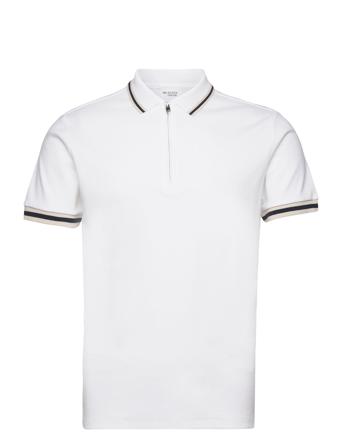 Slhslim-Toulouse Detail Ss Polo Noos Tops Polos Short-sleeved White Selected Homme