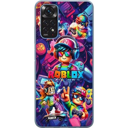 Yhteensopiva Puhelinkuori Xiaomi Xiaomi Redmi Note 11 Värikäs Roblox-peliryhmä kuulokkeilla, ohjaimilla ja neonväreillä, täydellinen lapsille ja