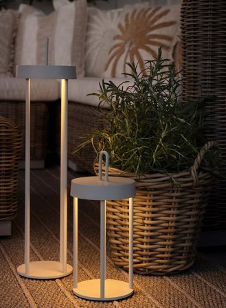 Aurora oppladbar lanterne stor - lysegrå