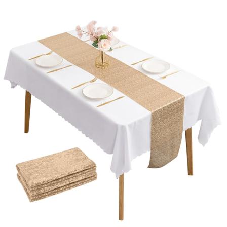 2-pack paljettlöpare, 30cm*275cm Glitterbordslöpare fo champagne gold