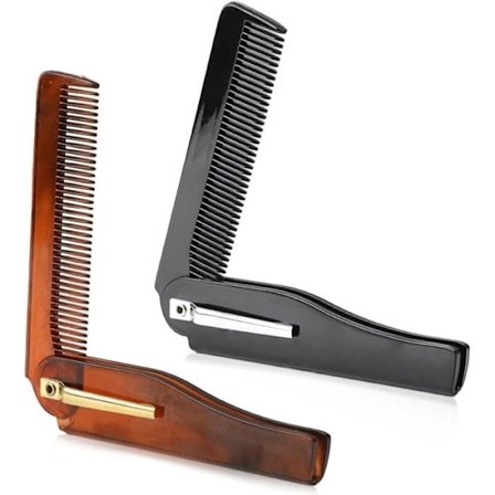 Herrekam, Herre Hårkam, Skægkam, Hårbørste, Herre Hårbørste, Mini Bærbar Plastik Hårbørste, 2 stk