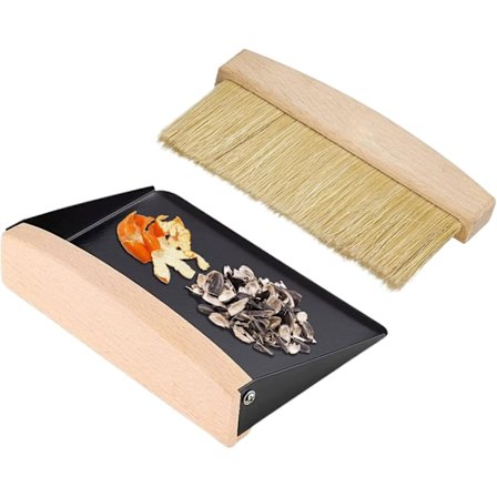 Bordsborste och skyffelset: träborste och skyffel, mjölborste, bordsborste, mini bordsborste, skyffel och borste