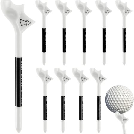 10 stk. Golfbold Tee, Golf Tees Bambus 83mm Flightpath Plast Golf Tees, 10° Letvægts Trænings Golf Tee Holder