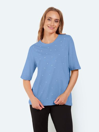 SIGNATURE - Kortærmet T-shirt - Lys Blå - Perler