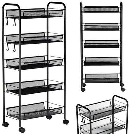 Hjälpvagn frisör kosmetisk spa till salong hylla hylla på hjul mobil till salong svart