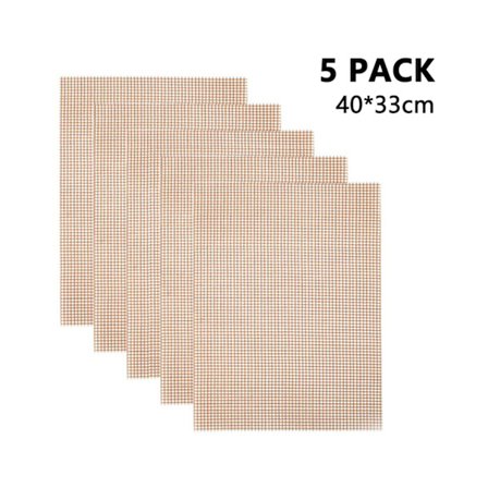 5 kpl BBQ-grillin verkkoalusta, tarttumaton, lämmönkestävä - Ruskea