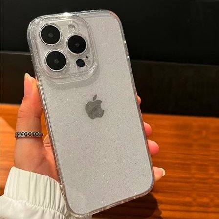 Skal för iPhone 17 Pro Transparent genomskinligt glitter fulltäckande silikon anti-fall