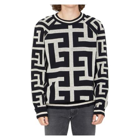 Balmain - Stickade Tröjor - Vit - Herr - Storlek: M, Herr, Storlek: M