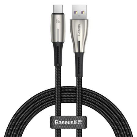 Baseus Snabbladdning - Usb Till Typ-c Kabel Med Led, 66w, 6a, 2m Svart