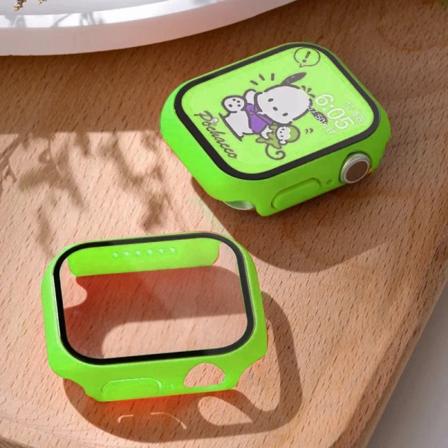 Härdat glas+ cover för Apple Watch Case Tillbehör 45 mm 41 mm 42 mm 38 mm PC- cover iWatch 6 5 4 se 44 mm 40 mm Green 28 Series 123 42MM