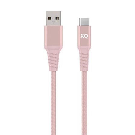 XQISIT Flettet USB-kabel - USB-C til USB 2 m - Rosa