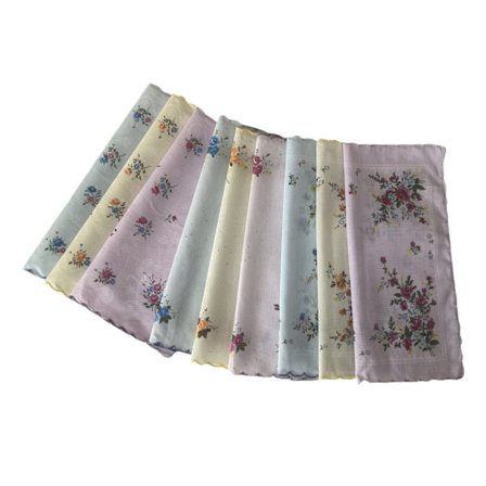 9 stk. Dame Klud Lommetørklæder Blomster Broderet Klud Lommetørklæder