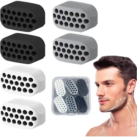 6-pakning silikon kjevetrenere - Kjevetrenerball for kvinner og menn - 3 treningsnivåer - Styrk og stram opp kjevene xixl