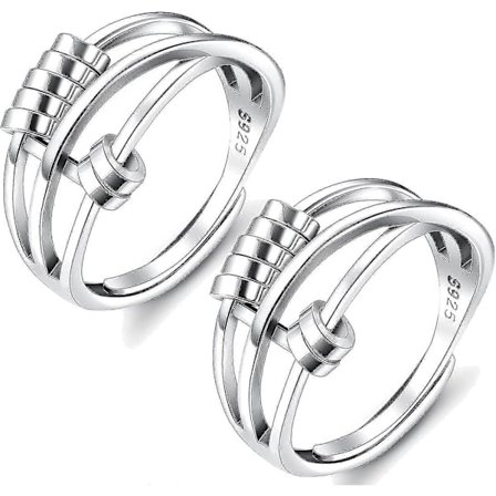 2 stk. Anti-angstringe til kvinder og mænd, Fidget Band Ring med perler Spinner Ringe til angst, Unisex Justerbar Stabling Spinning Worry Ring Bedste 