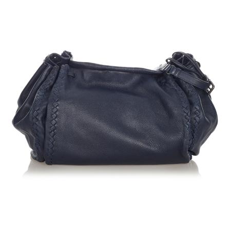 Bottega Veneta Vintage, Pre -owned Leather Crossbody Bag Blauw, Dames, Maat:ONE Size