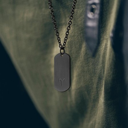 Collier zodiaque en acier gunmetal - Le Bélier pour hommes - Chaînes en acier
