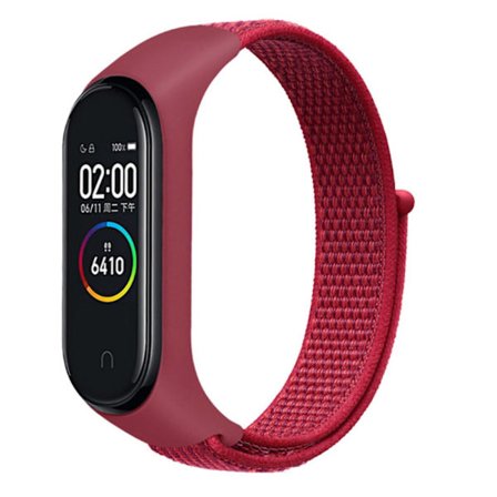 Nylonarmband Xiaomi Mi Band 5/6/7 Röd