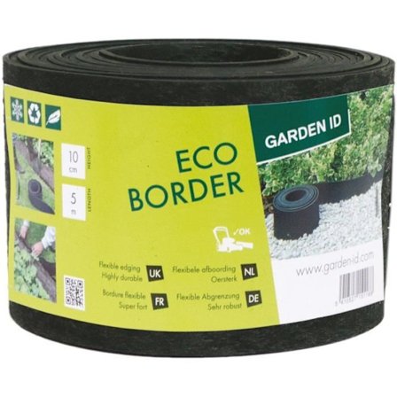Trädgårdskant av återvunnet gummi - GARDEN ID Eco Border - 5 m H10 cm - Oförstörbar - Flexibel, rak eller böjd installation.