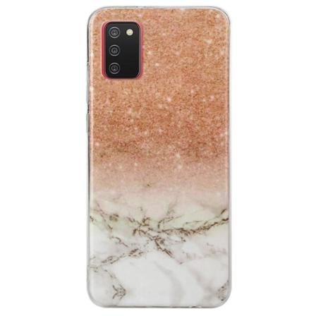 Marble Samsung Galaxy A03s Etui - Rødguld / Hvid Multicolor