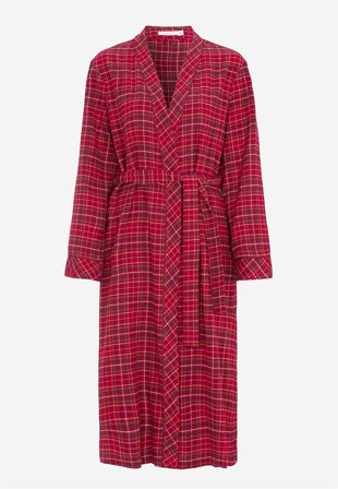 Cellbes of Sweden - Rutete morgenkåpe i flanell i rød / rutete for damer i størrelse 34/36