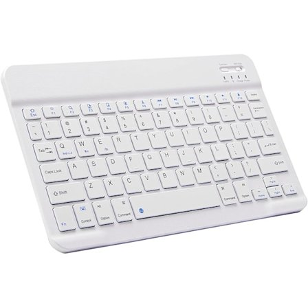 Ultra-tynd Bluetooth Tastatur Bærbar Mini Trådløs Tastatur Genopladelig til Apple iPad iPhone Samsung Tablet Telefon Smartphone (10 tommer Hvid)