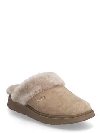 FitFlop Gen-Ff Shearling-Collar Suede Slippers - Beige - EU39