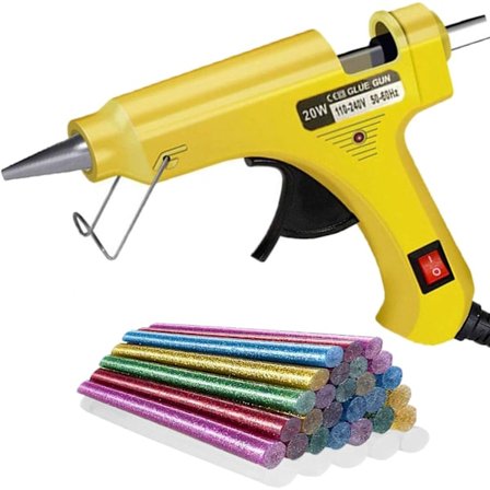 20W limpistol, minilimpistol med 30 limpinnar, värmepistol för reparation, hantverk, DIY (gul)