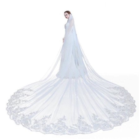 Katedral Bryllups Slør Langt Brudeslør med Kam Bryllupstilbehør Brud Bryllups Slør (Ren Hvit, uten Slør)