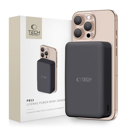 Tehopankki Tech-Protect PB12 LifeMag MagSafe 20000MAH - musta
