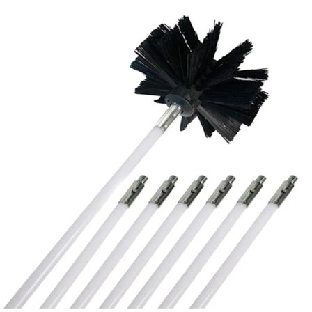 NA/Skorstensbørste Tilbehør Skorstensrenser 6X STÆNGER OG 1X BØRSTE 6x Stænger og 1x Børste 6xRods and 1xBrush