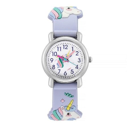 Barne Jenter 3D Enhjørning Tegneserie Klokke Søt Kvarts Armbåndsur Bursdagsgaver Lilla