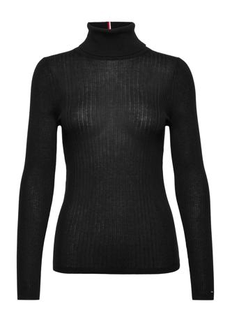 Lyocell Silk Roll-Nk Sweater Kilpikonnakaulus Poolopaita Musta Tommy Hilfiger