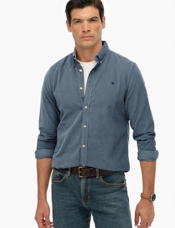 Superdry Classic Needle Cord Shirt - Blue - XL