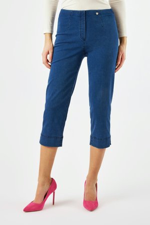Robell - Marie Capri Jeans - Kobolt Blå - Straight Fit / Elastik i Taljen