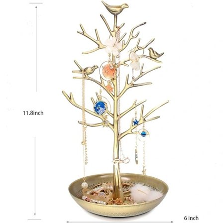 /EA/Bronsfåglar Träd Smyckesställ Display Örhänge Halsband Hållare Organizer Rack Tower