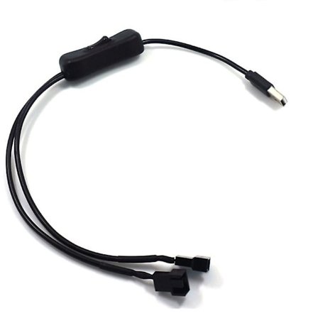 USB til 3/4-pin PWM 5V USB-kabel med strømtilkobling for vifte med av/på-bryter